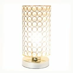 Deals 🧨 Top Gifts Elegant Designs Elipse Crystal Bedside Nightstand Cylindrical Uplight Table Lamp - Chrome 🤩 -Christmas Gifts Sales Store detail2ALLT342
