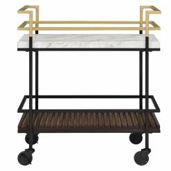 Cheapest 🔥 Top Gifts Furniture Of America Sturrock Faux Marble 2-Tier Serving Cart ✨ -Christmas Gifts Sales Store detail2ENLB5528