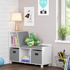 Best Sale 👏 Gifts For Kids RiverRidge Home Book Nook Kids Storage Bench Bookcase 🔥 -Christmas Gifts Sales Store detail2SOUC086