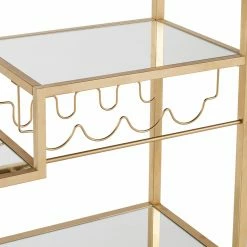 Brand new 😉 Gifts For Her HN Home Loewy Mid-Century Modern Mirror Glass Metal Bar Cart 😉 -Christmas Gifts Sales Store detail3HME3252