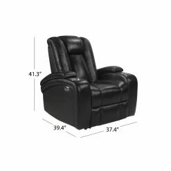 Flash Sale 👏 Top Gifts Devon & Claire Ellie Top Grain Leather Power Theater Recliner - Black ❤️ -Christmas Gifts Sales Store detail4ABBY2576