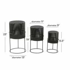 Coupon 😀 Gifts For Her DecMode Set Of 3 Contemporary Metal Perforated Planters 🌟 -Christmas Gifts Sales Store detail5UMA12939