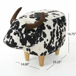 Budget 🎉 Best Selling Home Gifts For Kids Bessie Velvet Cow Ottoman 💯 -Christmas Gifts Sales Store detail7BSHD3241