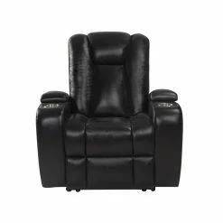 Flash Sale 👏 Top Gifts Devon & Claire Ellie Top Grain Leather Power Theater Recliner - Black ❤️ -Christmas Gifts Sales Store detailABBY2576