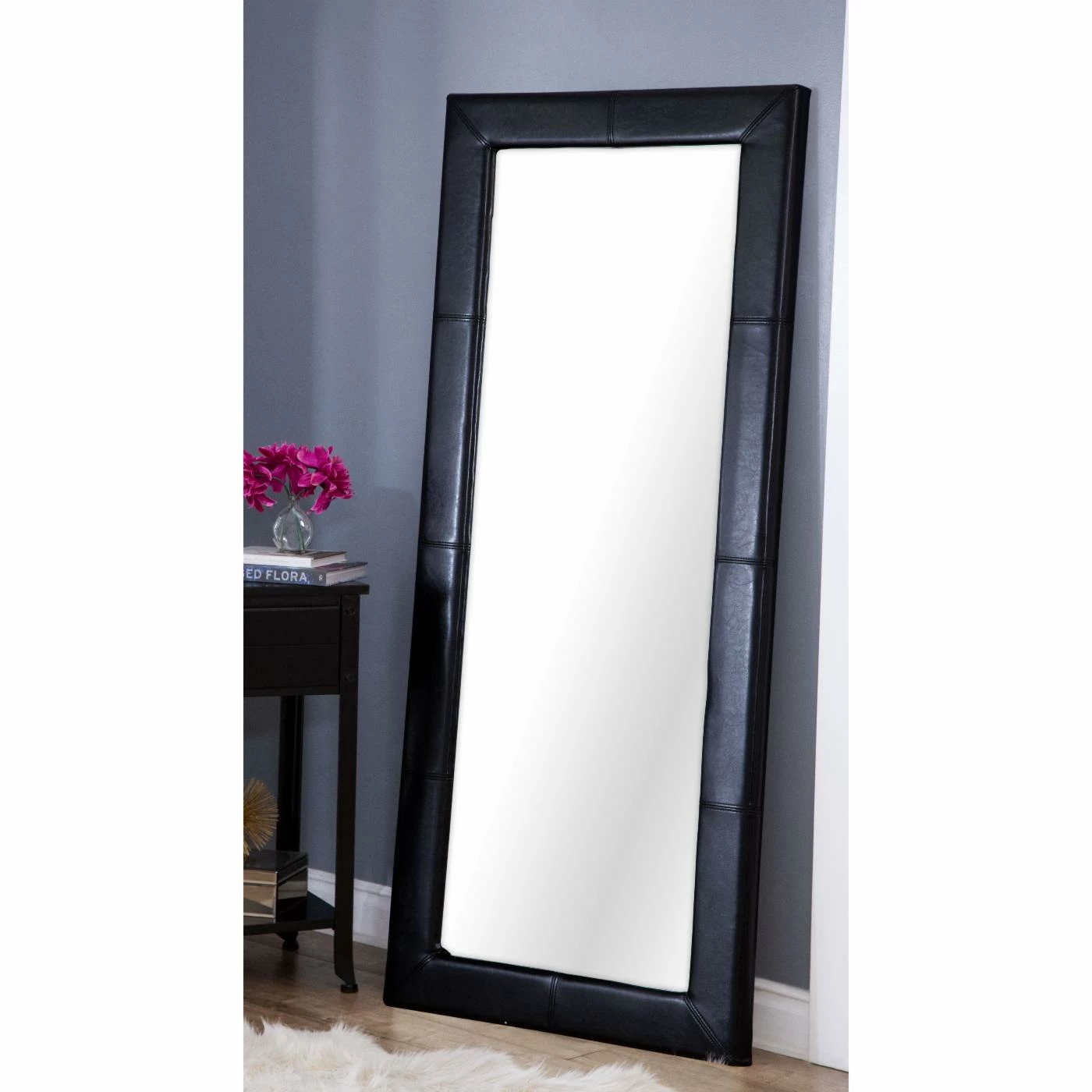 Hot Sale 👏 Top Gifts Abbyson Black Leather Floor Mirror - 31W X 70H In. 🎁 3 Hot Sale 👏 Top Gifts Abbyson Black Leather Floor Mirror - 31W X 70H In. 🎁 - Image 3