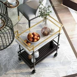 Cheapest 🔥 Top Gifts Furniture Of America Sturrock Faux Marble 2-Tier Serving Cart ✨ -Christmas Gifts Sales Store detailENLB5528
