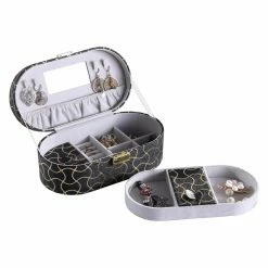 Best Sale 😉 Top Gifts ORE International Black Leather With Gold Swirl Piping Jewelry Case With Mirror Travel Case - 9.5W X 3.5H In. ✔️ -Christmas Gifts Sales Store detailORE961