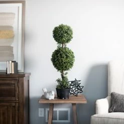 Outlet ✔️ Top Gifts Vickerman 36 In. Silk Double Ball Boxwood Topiary In Planter 🛒 -Christmas Gifts Sales Store detailVKR4977