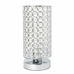 Deals 🧨 Top Gifts Elegant Designs Elipse Crystal Bedside Nightstand Cylindrical Uplight Table Lamp - Chrome 🤩