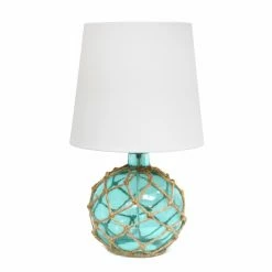 Budget ❤️ Top Gifts Elegant Designs Buoy Rope Nautical Netted Coastal Ocean Sea Glass Table Lamp 👍