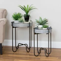 New 🥰 Top Gifts Aspire Home Accents Easton Metal Planter Table - Set Of 2 😉