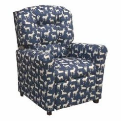 Best deal ✨ Gifts For Kids Brazil Furniture 4-Button Back Child Recliner - Navy Deer 🥰