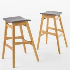 Promo ✔️ Top Gifts HN Home Baron Mid-Century Modern Upholstered Bar Stools - Set Of 2 🛒