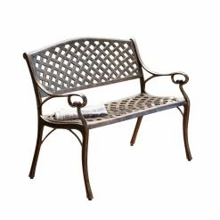 Best Sale 🎉 Best Selling Home Gifts For Her Cast Aluminum Antique Copper Arched Back Bench 😀