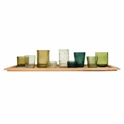 Hot Sale 🤩 Gifts For Her 3R Studios Wood Tray With 9 Green Glass Votive Holders 🎉