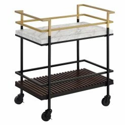 Cheapest 🔥 Top Gifts Furniture Of America Sturrock Faux Marble 2-Tier Serving Cart ✨