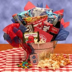 Best deal 🤩 Gift Basket Drop Shipping Gift Baskets Blockbuster Night Movie Pail - With 10.00 Redbox Gift Card 🧨