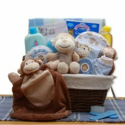 Flash Sale ⭐ Gift Baskets Gift Basket Drop Shipping A New Little Monkey New Baby Gift Basket - Blue ❤️