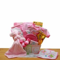 Coupon 🛒 Gift Baskets Gift Basket Drop Shipping Easy As ABC New Baby Gift Basket - Pink ❤️