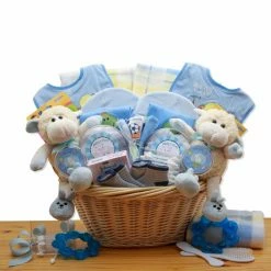 Outlet 🧨 Gift Baskets Gift Basket Drop Shipping Double Delight Twins New Baby Gift Basket - Blue 😉