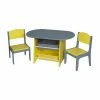 Hot Sale 😉 Gifts For Kids Gift Mark Oval Childrens Table And Chair Set With Undertable Storage Bins - Gray/Yellow 🎉