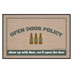 Flash Sale 😀 Gifts For Him High Cotton Open Door Policy Beer Indoor / Outdoor Door Mat 😀