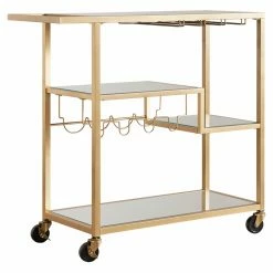 Brand new 😉 Gifts For Her HN Home Loewy Mid-Century Modern Mirror Glass Metal Bar Cart 😉