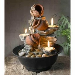 Best Pirce 🔔 Jeco Top Gifts Tavolo Luci Mini Pot Tabletop Fountain With Candle 🤩
