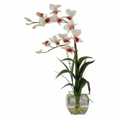 Top 10 🌟 Top Gifts Nearly Natural Liquid Illusion Dendrobium Silk Flower With Glass Vase ✔️