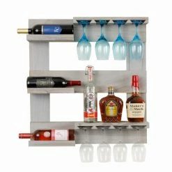 Wholesale 🎁 Top Gifts OS Home And Office Furniture Solid Wood Wall Mounted Wine And Stemware Display Cabinet 🥰