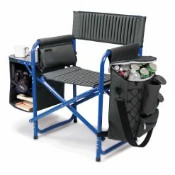 Deals 🎉 Gifts For Him Picnic Time Fusion Directors Chair - Dark Gray With Blue ⌛