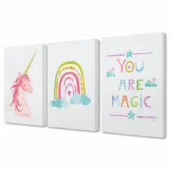 Top 10 โ Gifts For Kids The Stupell Home Decor Collection The Kids Room By Stupell You Are Magic Rainbow And Unicorn 3 Piece Wall Art Set ๐