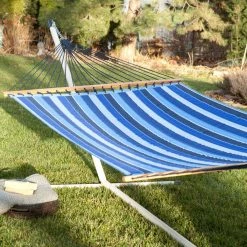 Deals 🌟 Twin Oaks Hammocks Gifts For Him Twin Oaks Cobalt Quilted Sunbrella Fabric Double Hammock 🎁