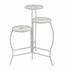 Wholesale 🔥 Gifts For Her DecMode Natural Iron Folding Plant Stand With Floral Design 🎉