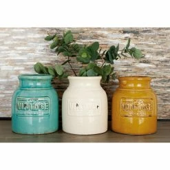 Cheapest 💯 Top Gifts DecMode Ceramic Vintage Cutlery Jar - Set Of 3 🔔