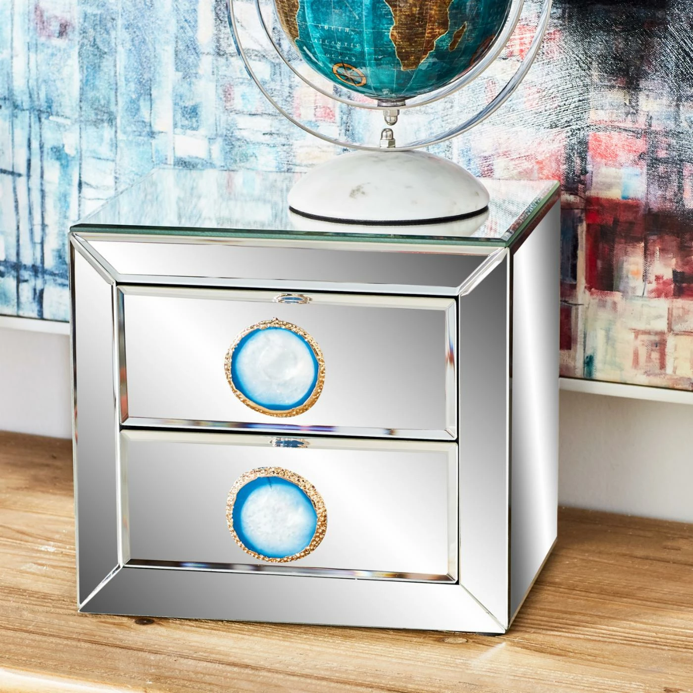 Discount โจ Gifts For Her DecMode Wood And Mirror 2 Drawer Jewelry Box - 9W X 8H In. ๐ 1 Discount โจ Gifts For Her DecMode Wood And Mirror 2 Drawer Jewelry Box - 9W X 8H In. ๐